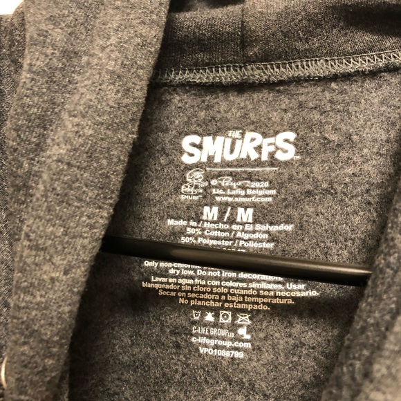 Blue Smurfs Gray Hoodie Mushroom Sweater - Picture 3 of 7